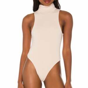 Re Ona Cream Sleeveless Turtleneck Bodysuit Size Medium